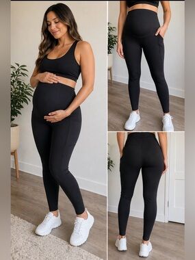 Maternity High-Waist Black Support Leggings